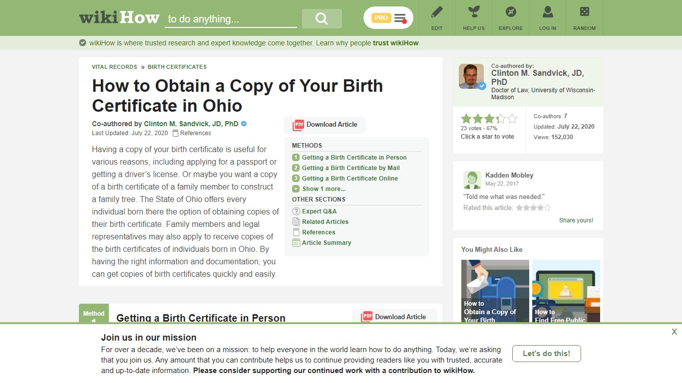 4 Ways to Obtain a Copy of Your Birth Certificate in Ohio - wikiHow